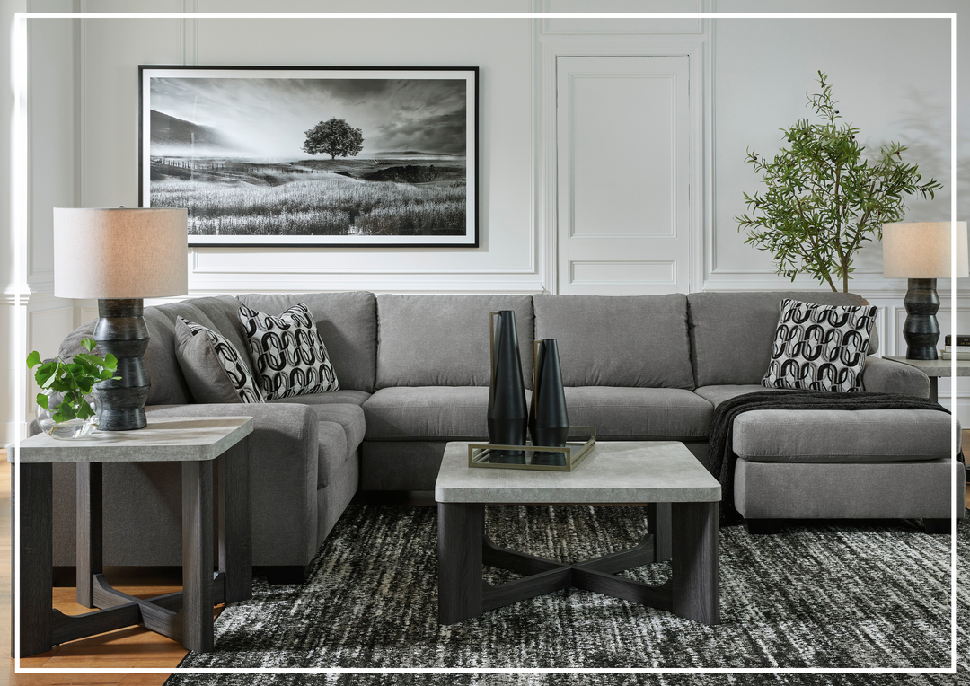 Gio Italia Brinkdale U-Shape 3-Piece Gray Fabric Sectional with Chaise
