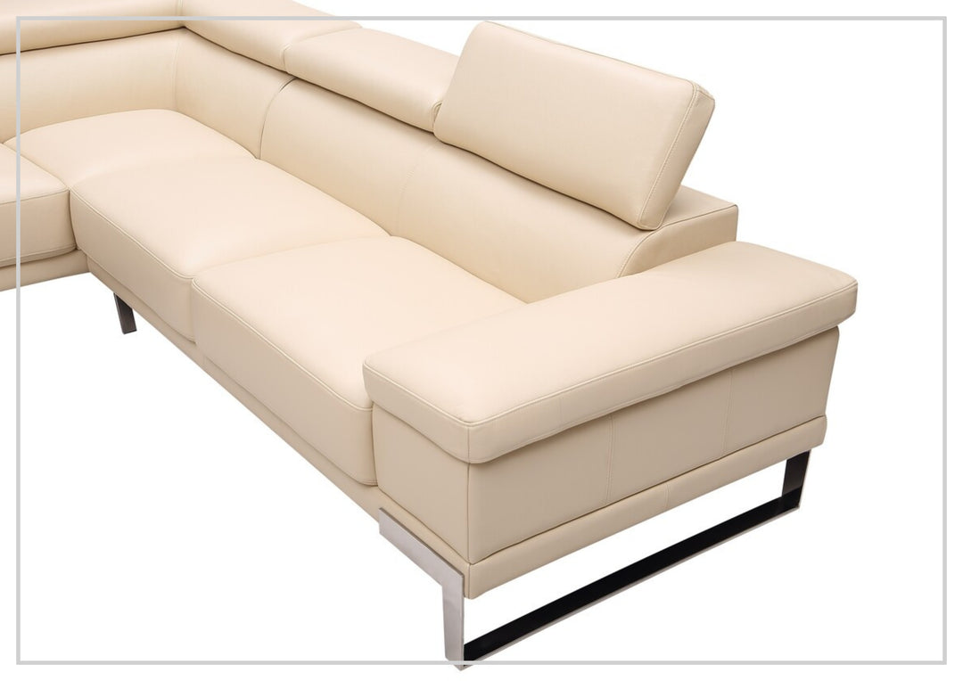Gio Italia Brixton Leather Sectional Sofa With Chaise