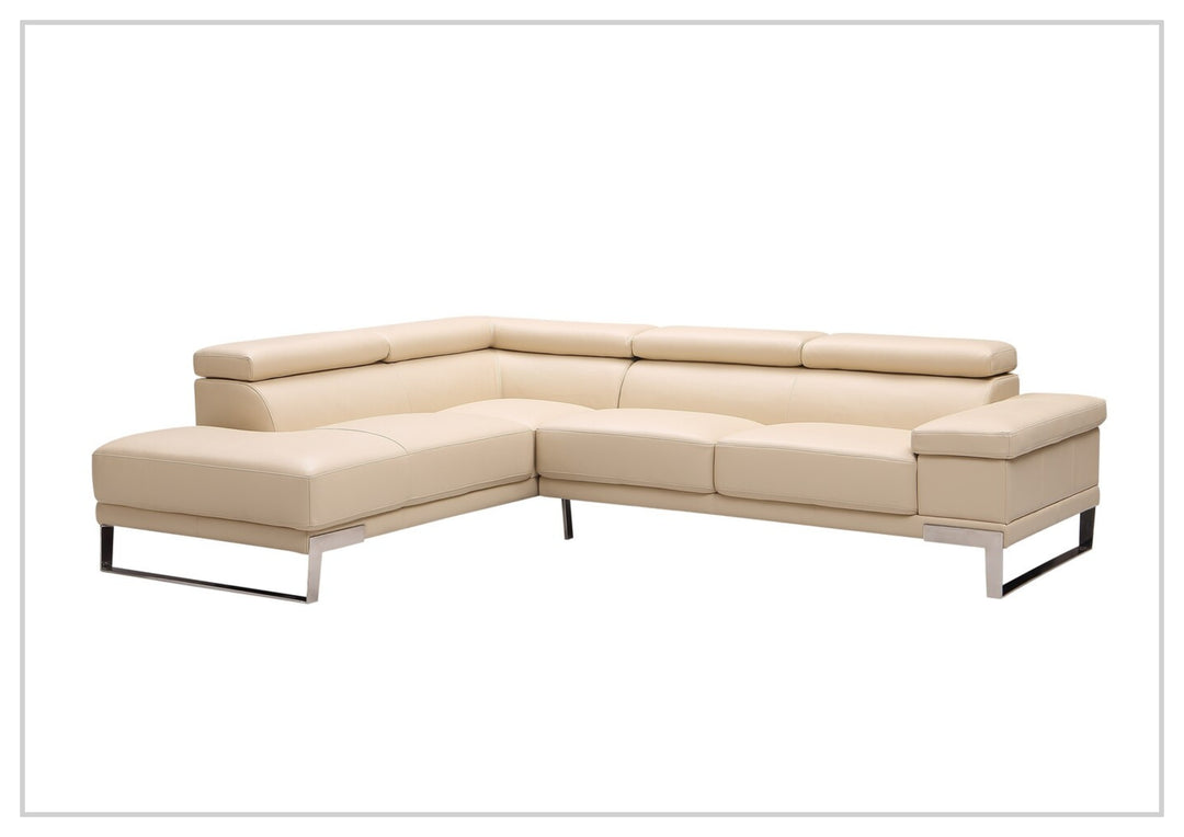 Gio Italia Brixton Leather Sectional Sofa With Chaise