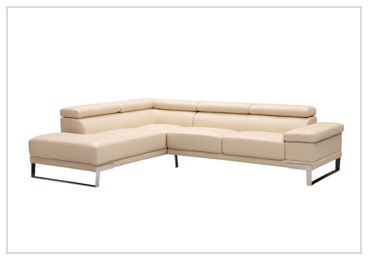 Gio Italia Brixton Leather Sectional Sofa With Chaise