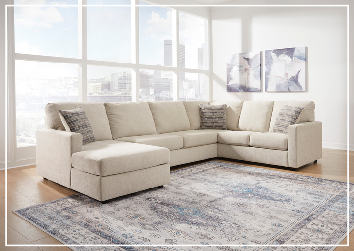 Gio Italia Edenridge 3-Piece U-Shape Fabric Sectional with Chaise-Jennihome
