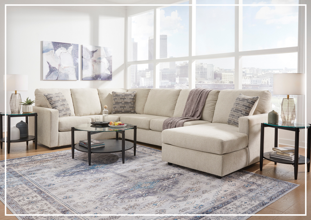 Gio Italia Edenridge 3-Piece U-Shape Fabric Sectional with Chaise-Jennihome