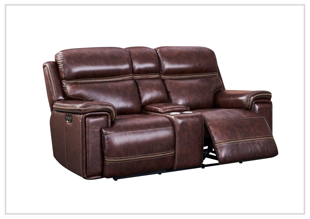 Gio Italia Fabiano 2-Seater Leather Power Reclining Sofa in Brown-Jennihome