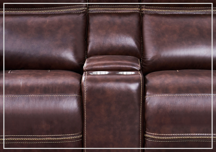 Gio Italia Fabiano 2-Seater Leather Power Reclining Sofa in Brown-Jennihome