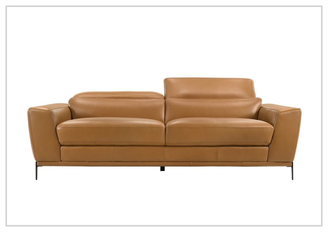 Gio Italia Florence Clay Full Leather Sofa and Loveseat Living Room Set with Metal Legs-Jenni Home
