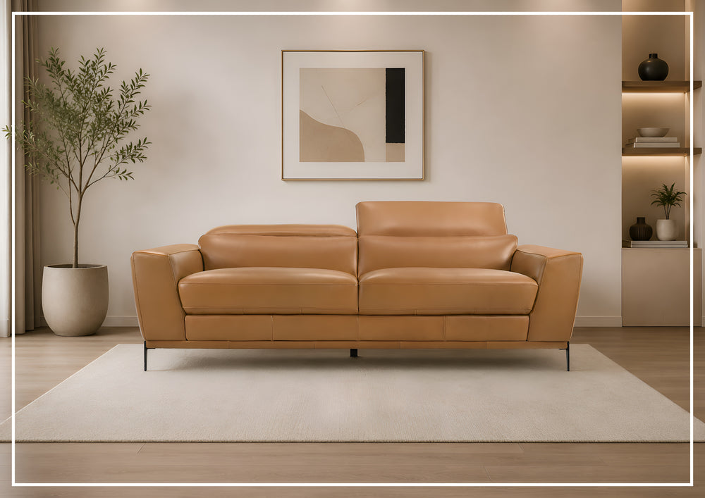 Gio Italia Florence Clay Full Leather Sofa and Loveseat Living Room Set with Metal Legs-Jenni Home
