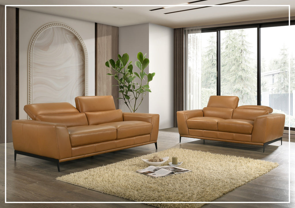 Gio Italia Florence Modern Clay Leather Sofa with Metal Legs-Jenni Home