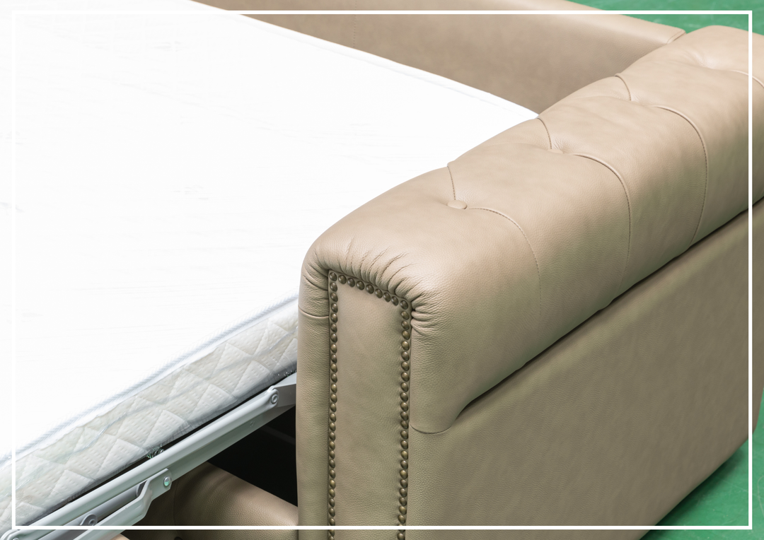 Callas Queen Sleeper Sofa | Gray Leather | Button Tufts | Digio Leather