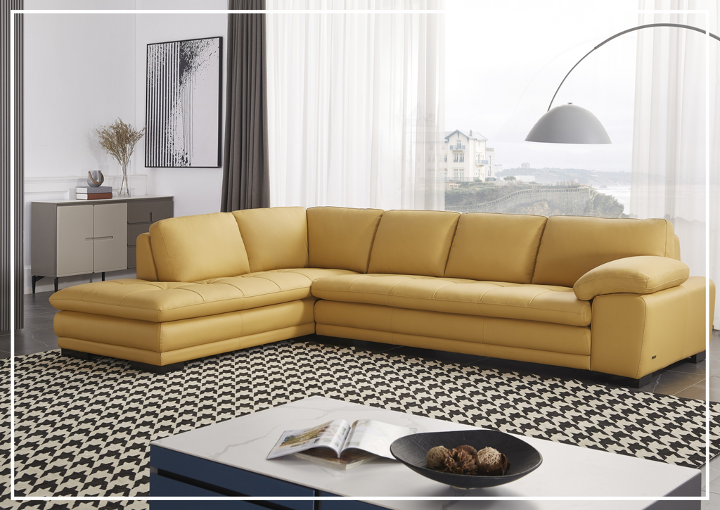 Gio Italia Vierra 4-Seater Premium Leather  L-shaped Sectional Sofa
