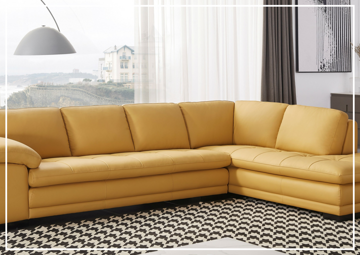 Gio Italia Vierra 4-Seater Premium Leather  L-shaped Sectional Sofa