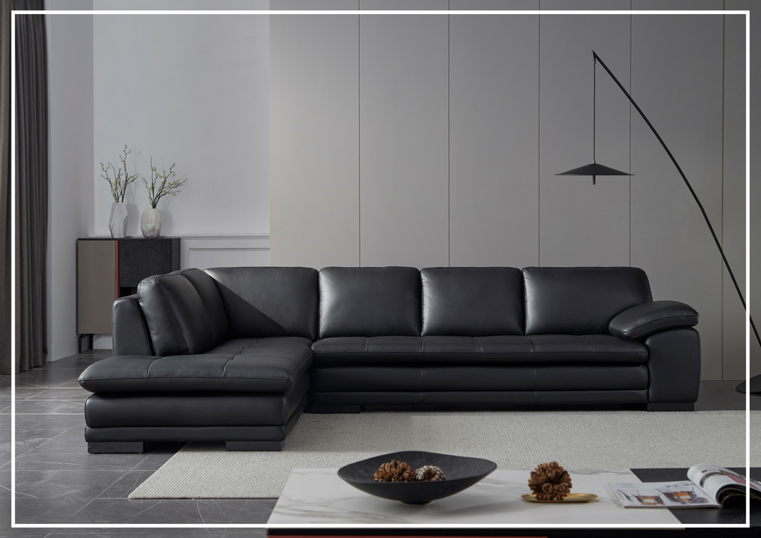 Gio Italia Vierra 4-Seater Premium Leather  L-shaped Sectional Sofa