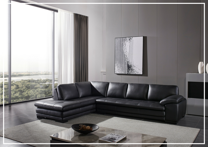 Gio Italia Vierra 4-Seater Premium Leather  L-shaped Sectional Sofa