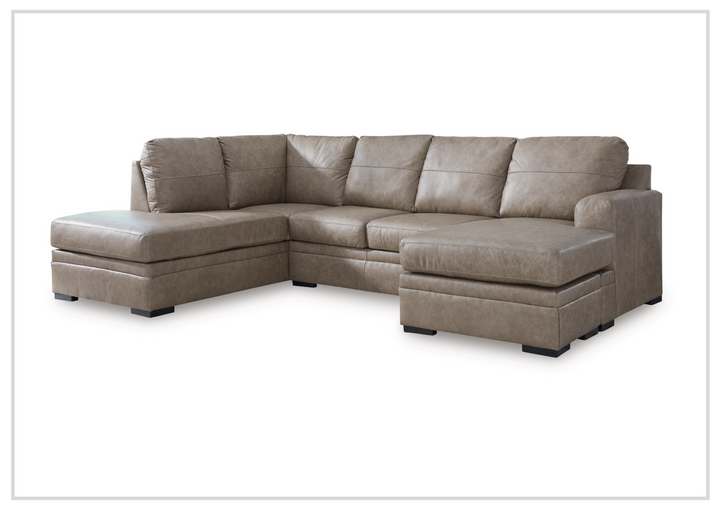 Gio Italia Ametto 2-Piece Brown Leather Sectional Sofa with Chaise-Jennihome