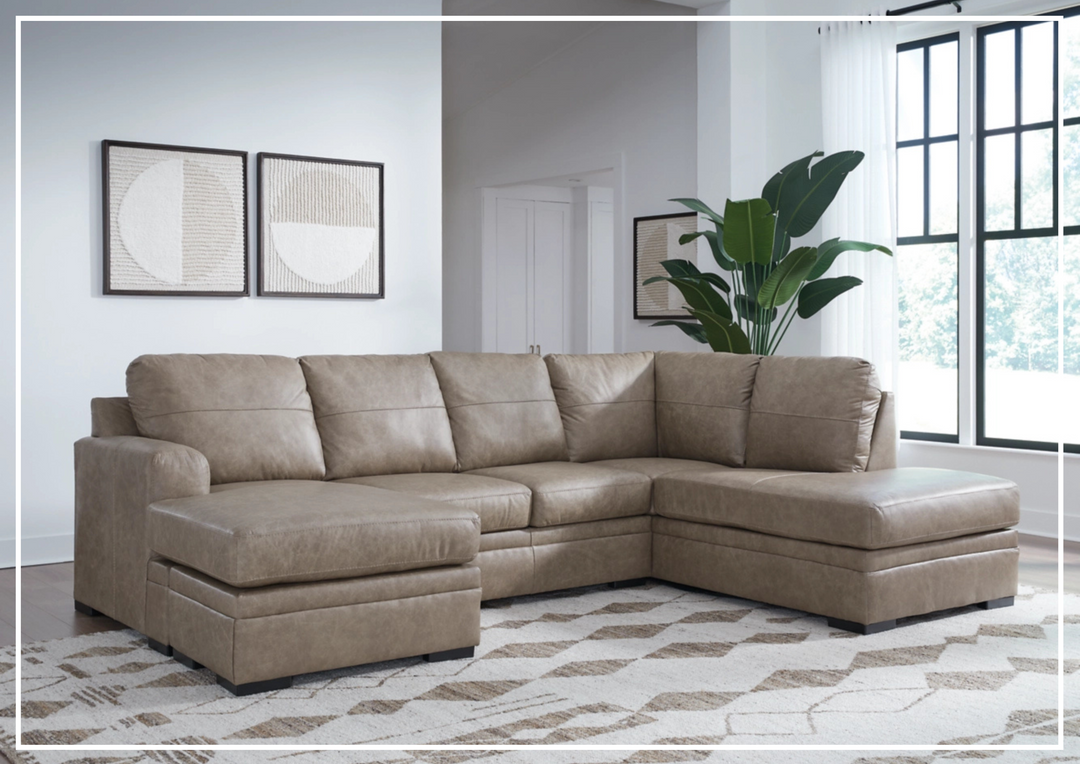 Gio Italia Ametto 2-Piece Brown Leather Sectional Sofa with Chaise-Jennihome