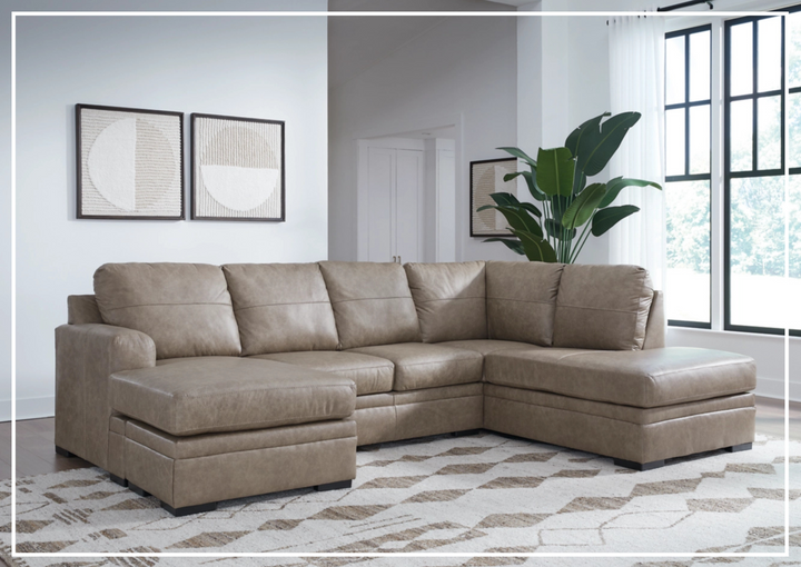 Gio Italia Ametto 2-Piece Brown Leather Sectional Sofa with Chaise-Jennihome