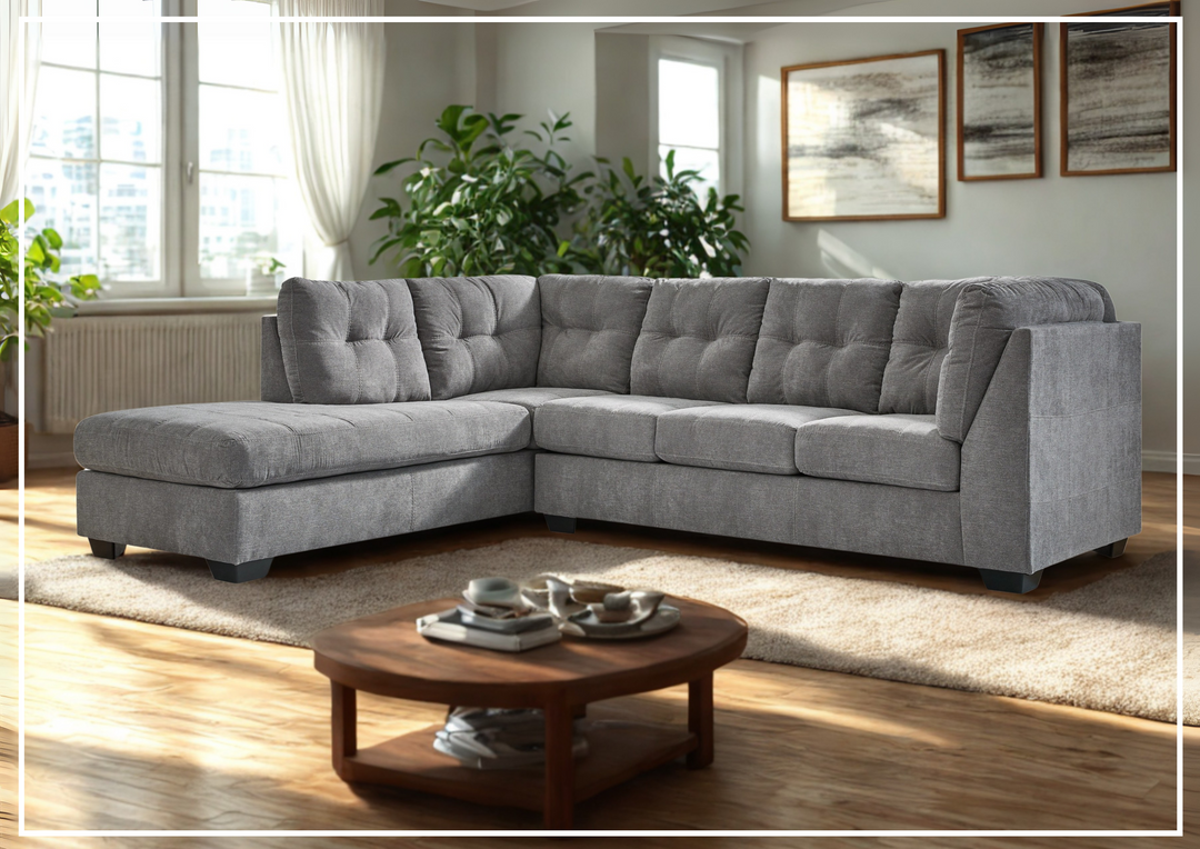 Gio Italia Modern Heritage Marlinton 2-Piece Tufted Fabric Sectional with Chaise-Jennihome