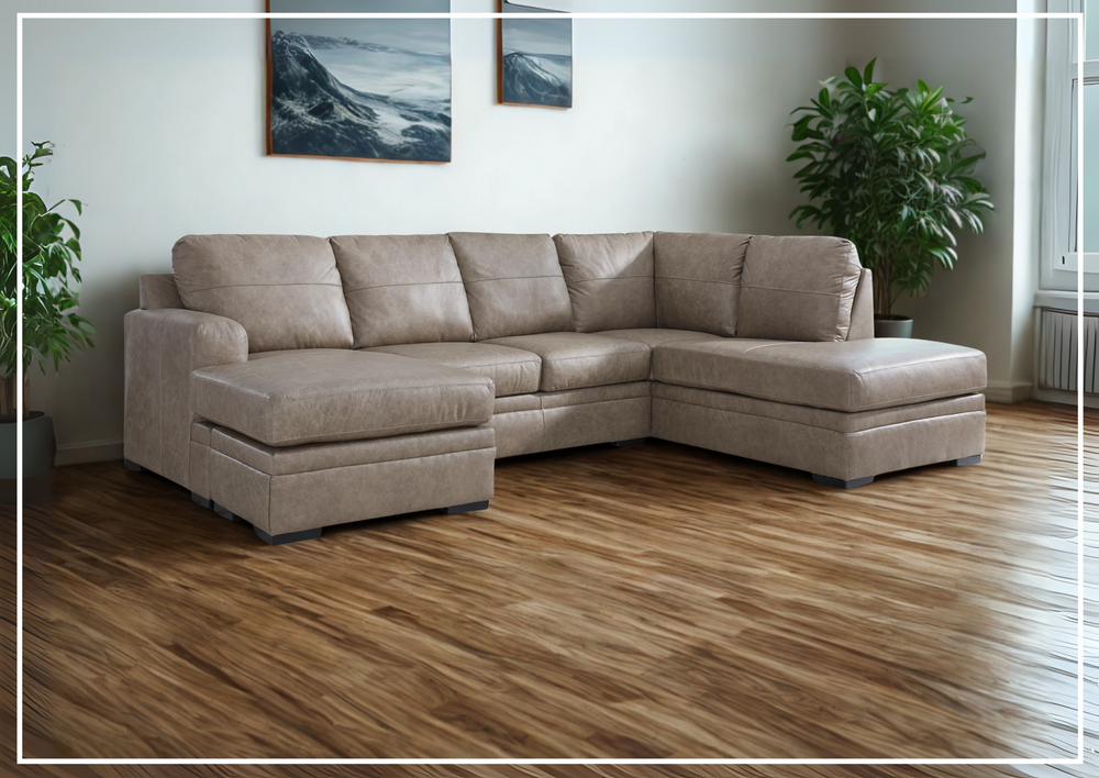 Gio Italia Ametto 2-Piece Brown Leather Sectional Sofa with Chaise