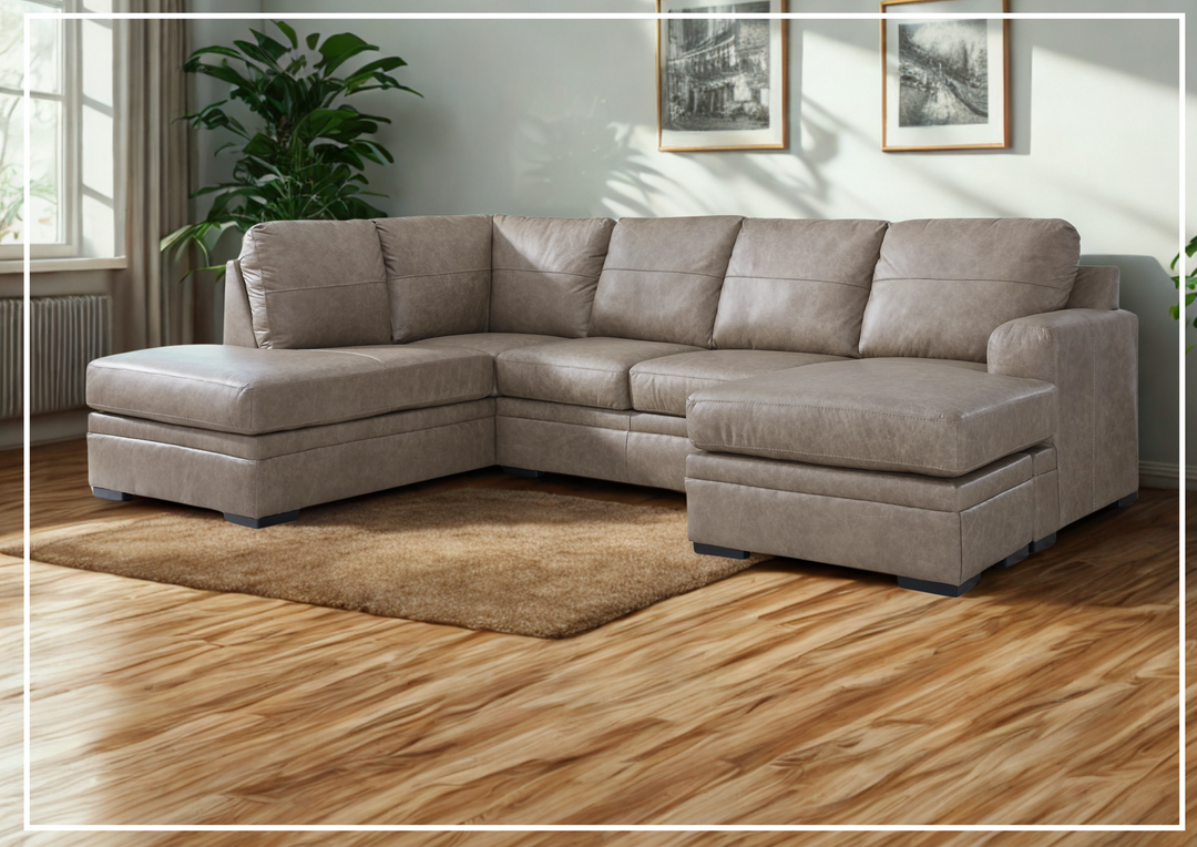 Gio Italia Ametto 2-Piece Brown Leather Sectional Sofa with Chaise