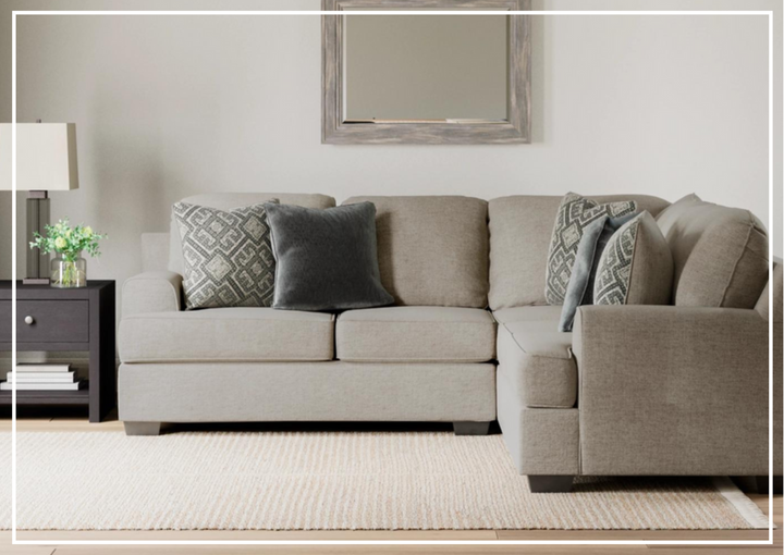 Gio Italia Bavarian Fabric Sectional With Soft Pillow In Stone