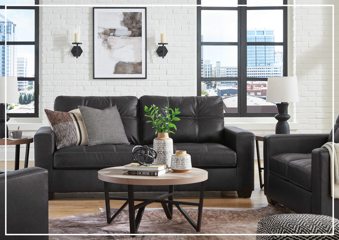 Gio Italia Bellagio Leather Sofa With Track Arms