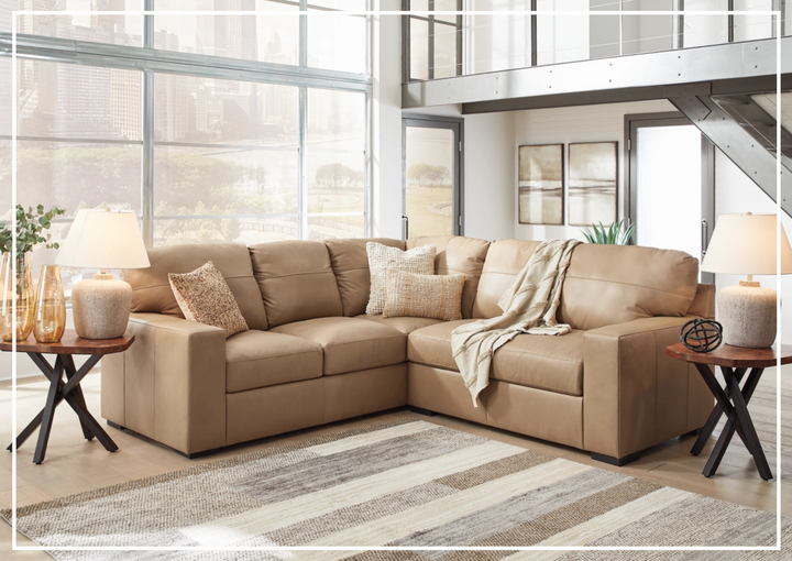 Gio Italia Brandon Leather 2-Piece Sectional in Toffee