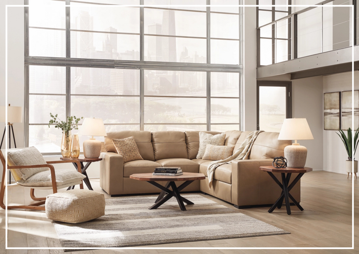 Gio Italia Brandon Leather 2-Piece Sectional in Toffee