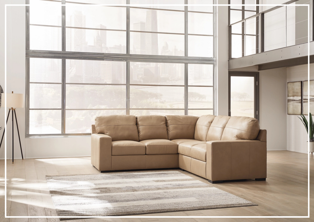 Gio Italia Brandon Leather 2-Piece Sectional in Toffee