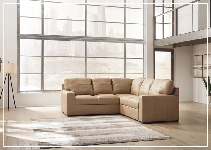 Gio Italia Brandon Leather 2-Piece Sectional in Toffee