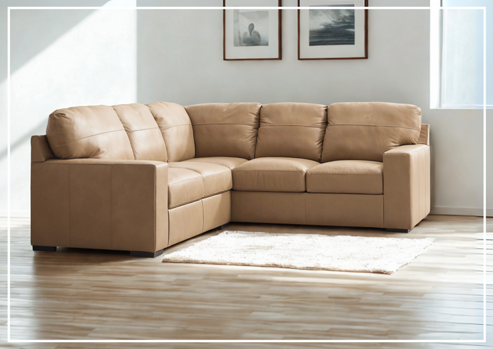 Gio Italia Brandon Leather 2-Piece Sectional in Toffee