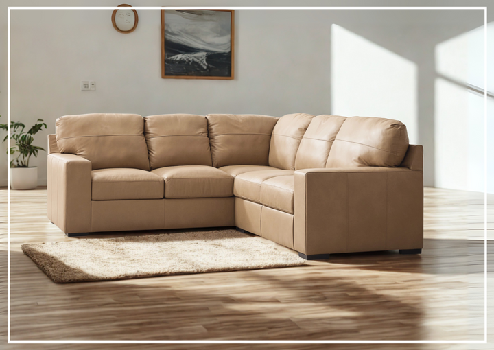 Gio Italia Brandon Leather 2-Piece Sectional in Toffee