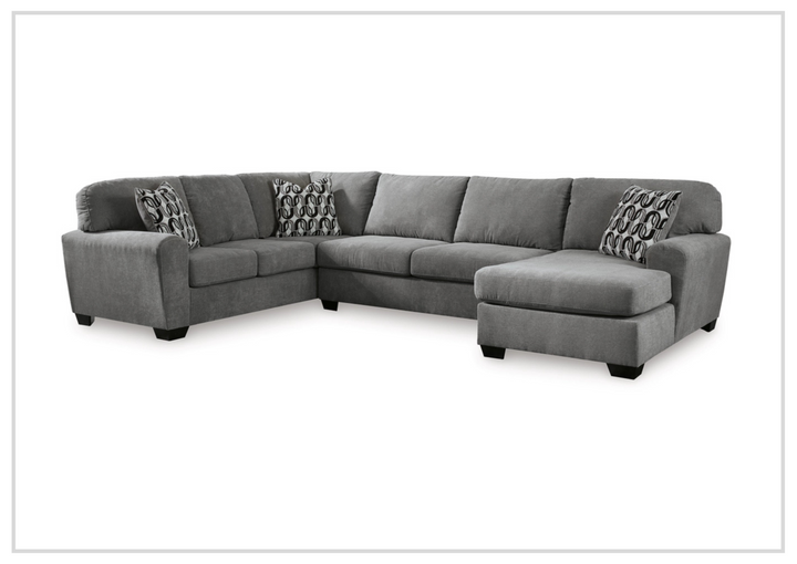 Gio Italia Brinkdale U-Shape 3-Piece Gray Fabric Sectional with Chaise