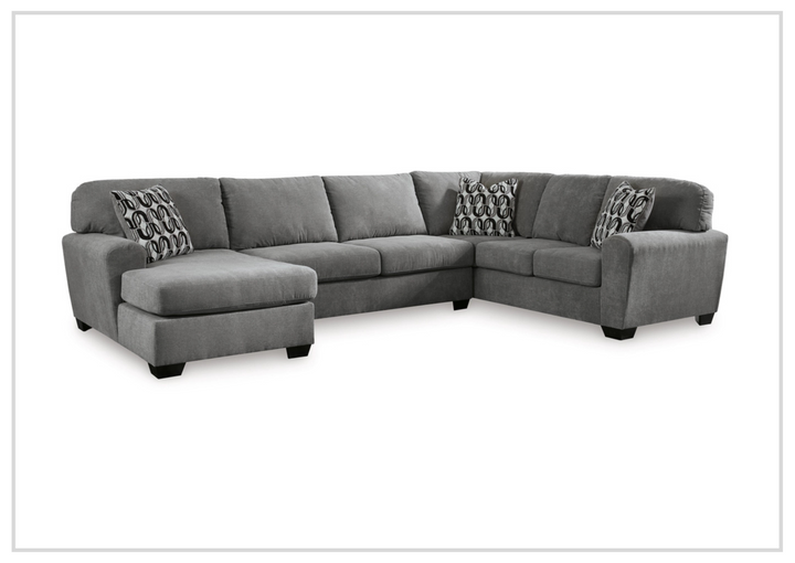 Gio Italia Brinkdale U-Shape 3-Piece Gray Fabric Sectional with Chaise