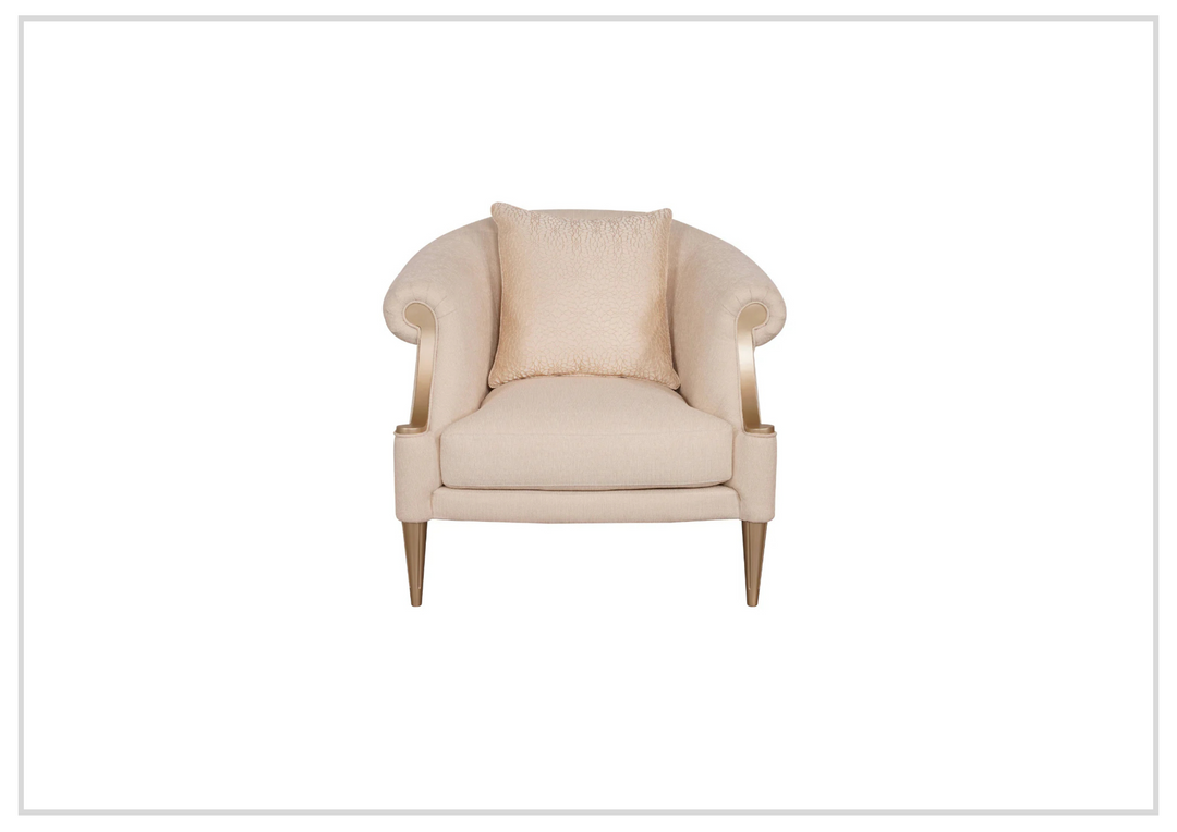 Clarkson Accent Chair | Beige Fabric | Curved Rolled Arms |  Klaussner
