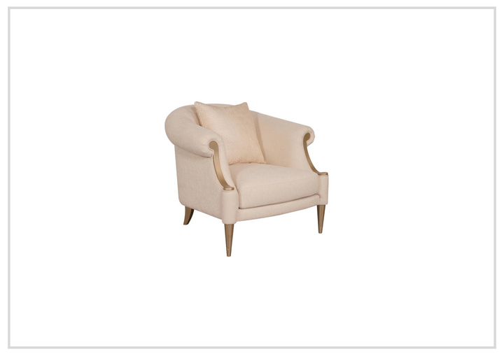 Clarkson Accent Chair | Beige Fabric | Curved Rolled Arms |  Klaussner