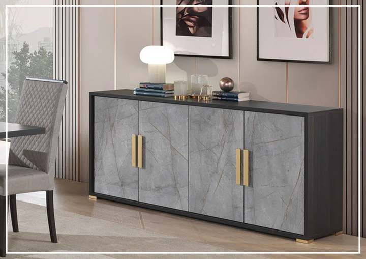 Gio Italia Copenhagen 4-Drawer Wooden Buffet in Gray
