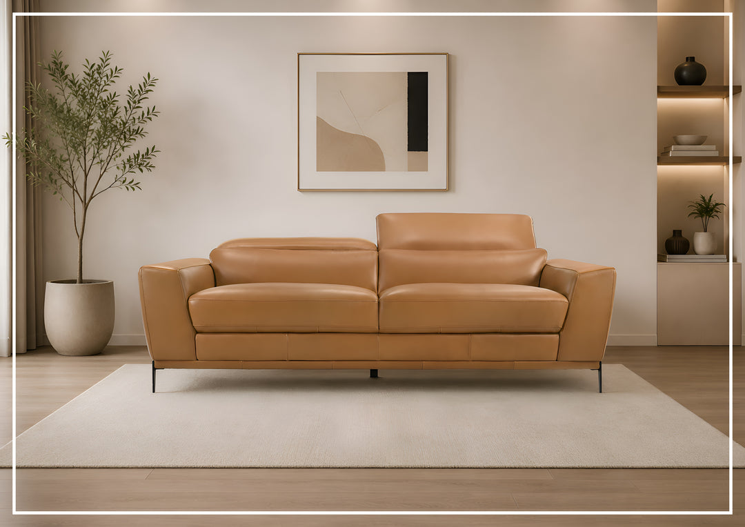 Gio Italia Florence Modern Clay Leather Sofa with Metal Legs-Jenni Home