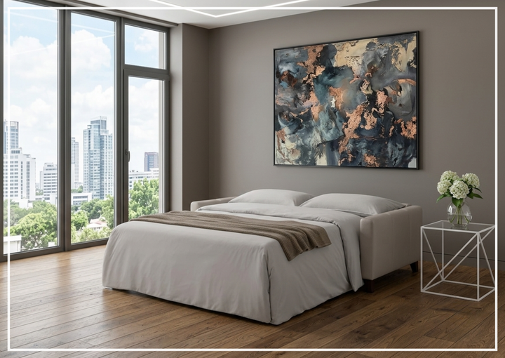 Granton Queen Leather Sleeper Sofa | Memory Foam Mattress | Gio Italia