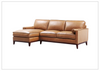 Gio Italia Harper L-Shaped Brown Leather Sectional Chaise Sofa