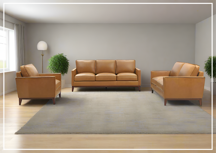 Gio Italia Harper Brown Leather Living Room Set