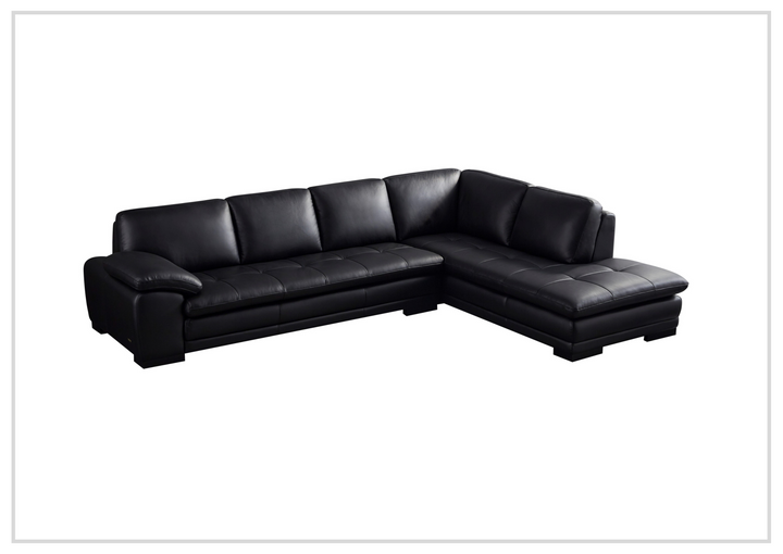 Gio Italia L-Shape Black Leather Sectional Sofa-Jennihome