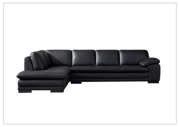 Gio Italia L-Shape Black Leather Sectional Sofa