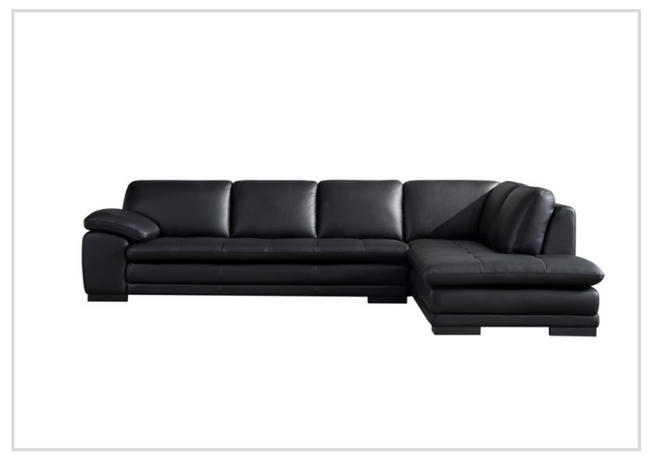 Gio Italia L-Shape Black Leather Sectional Sofa
