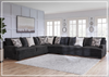 Gio Italia Lunarett Charcoal Fabric Sectional Sofa with Reversible Cushions