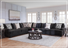 Gio Italia Lunarett Charcoal Fabric Sectional Sofa with Reversible Cushions