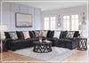 Gio Italia Lunarett Charcoal Fabric Sectional Sofa with Reversible Cushions