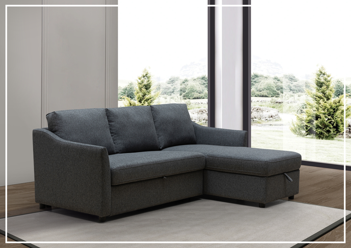 Merax Full Sleeper Sectional Sofa | Leather and Fabric | Reversible Chaise | Gio Italia