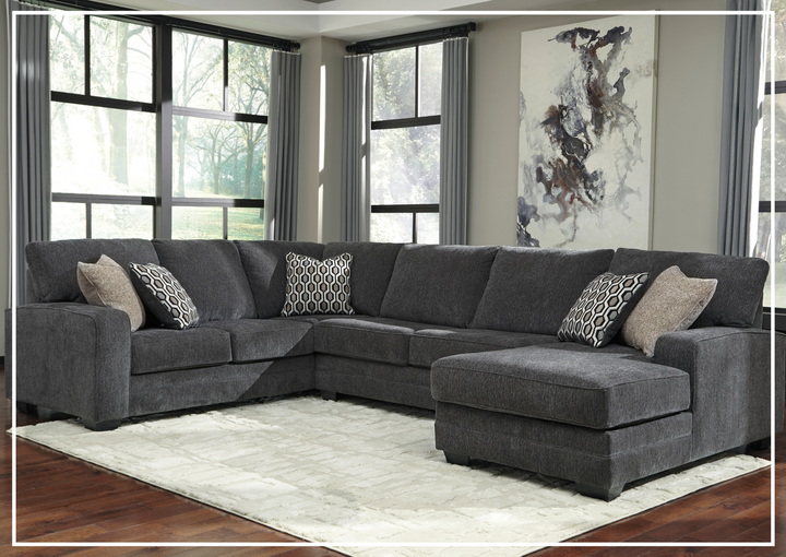 Gio Italia Traclen 3-Piece Fabric Sectional With Chaise In Slate-Jennihome