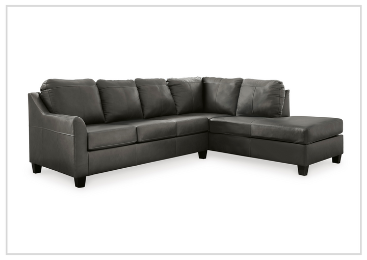 Gio Italia Varenna L-shaped Leather Sectional Sofa in Dark Gray-Jennihome