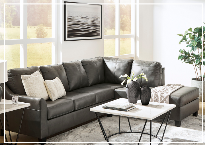 Gio Italia Varenna L-shaped Leather Sectional Sofa in Dark Gray-Jennihome