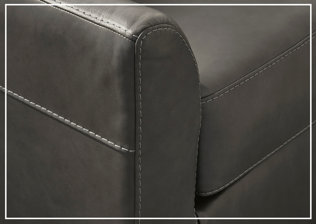 Gio Italia Varenna L-shaped Leather Sectional Sofa in Dark Gray-Jennihome